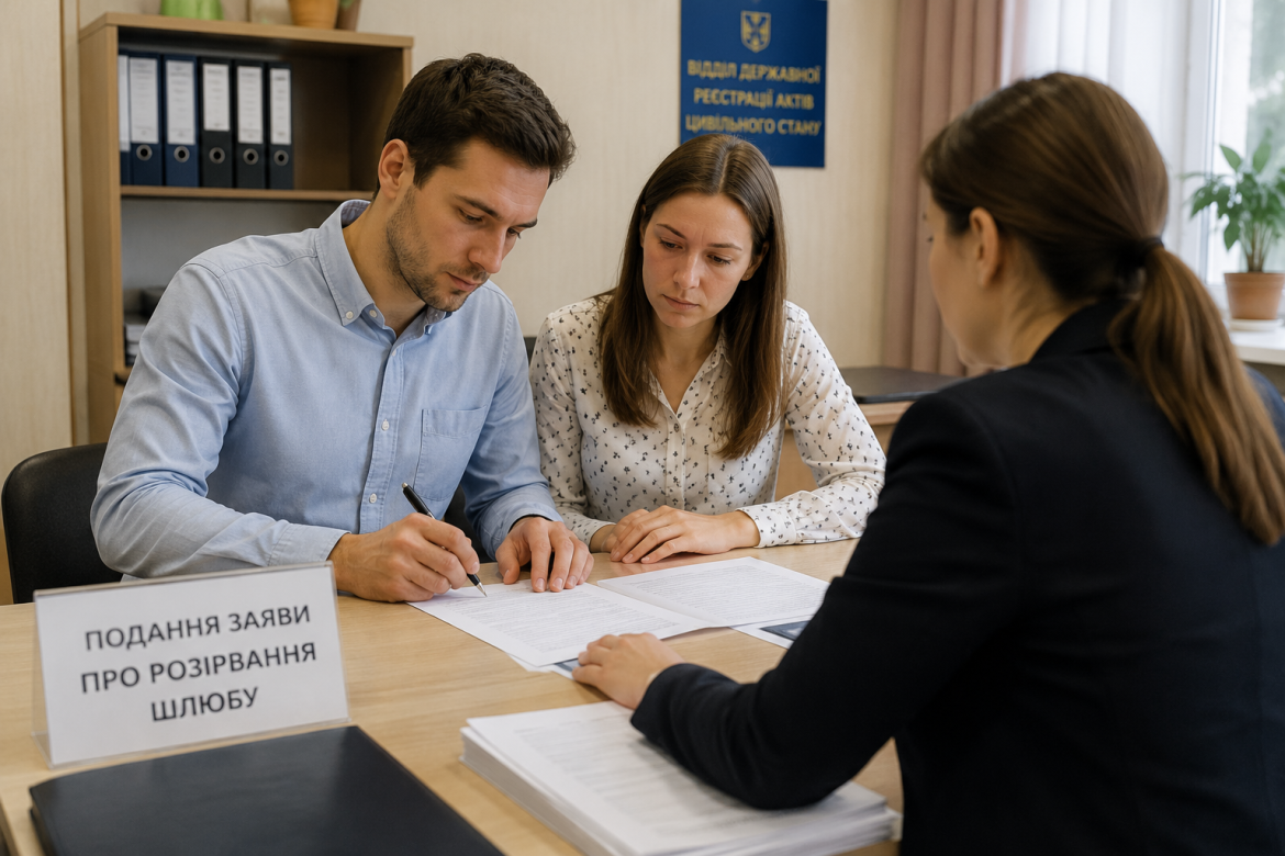 Подружжя подає спільну заяву про розірвання шлюбу працівниці РАЦС