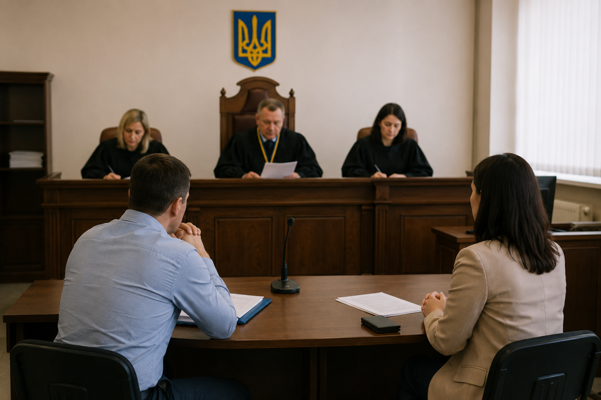 Подружжя бере участь у судовому засіданні щодо розірвання шлюбу